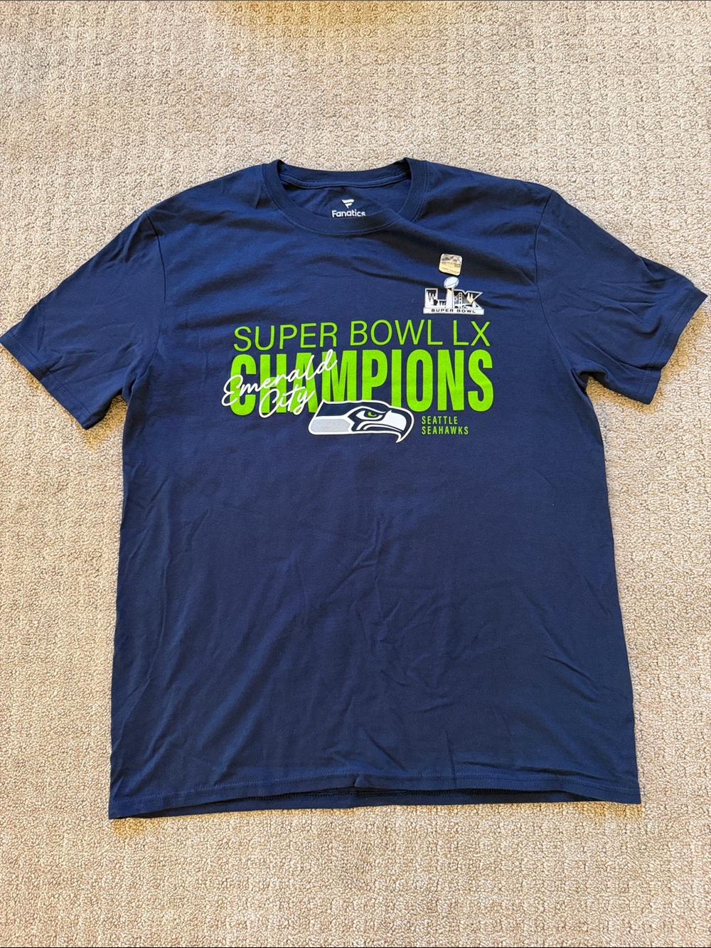Fanatics Seattle Seahawks LX Super Bowl Football Champions Emerald City T-Shirt